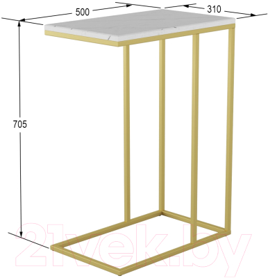 Приставной столик Калифорния мебель Агами Голд (белый мрамор)