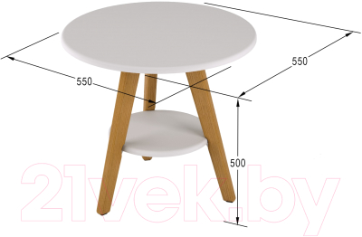 Журнальный столик Калифорния мебель ХОГ (белый)