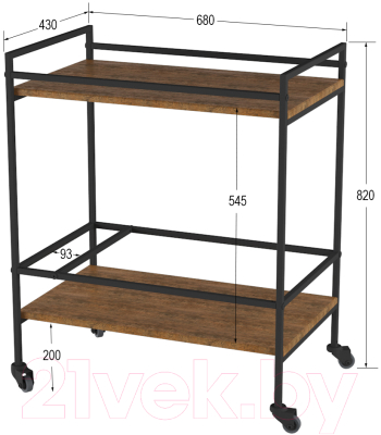 Сервировочный столик Калифорния мебель Спич (дуб американский)