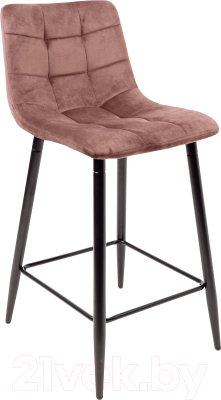 Стул барный AksHome Mia (коричневый велюр HLR49/черный) - фото