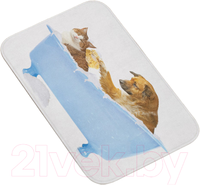 Коврик для ванной JoyArty Кот и пес в ванной / bath_15568 - фото