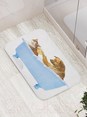 Коврик для ванной JoyArty Кот и пес в ванной / bath_15568