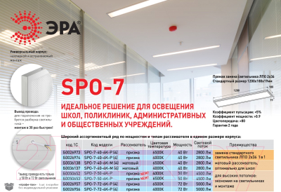 Светильник линейный ЭРА SPO-7-50-6K-P / Б0050652