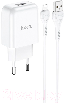 Зарядное устройство сетевое Hoco N2 + кабель AM-8pin Lightning / 6931474728838 - фото