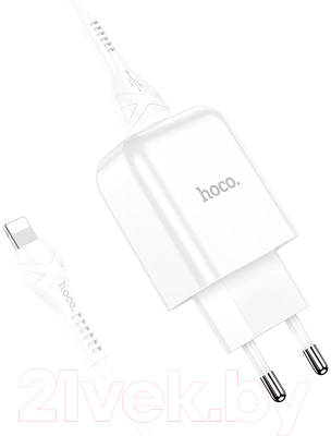 Зарядное устройство сетевое Hoco N2 + кабель AM-8pin Lightning / 6931474728838