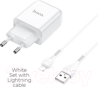 Зарядное устройство сетевое Hoco N2 + кабель AM-8pin Lightning / 6931474728838