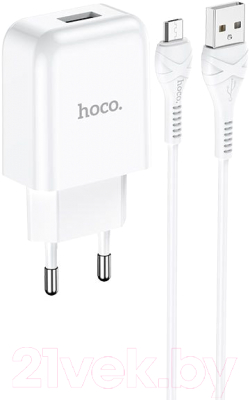 Зарядное устройство сетевое Hoco N2 + кабель AM-MicroBM / 6931474728852 - фото