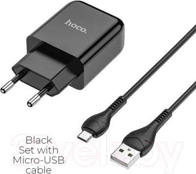 Зарядное устройство сетевое Hoco N2 + кабель AM-MicroBM / 6931474728845