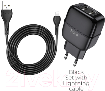 Зарядное устройство сетевое Hoco C77A + кабель AM-8pin Lightning / 6931474723567