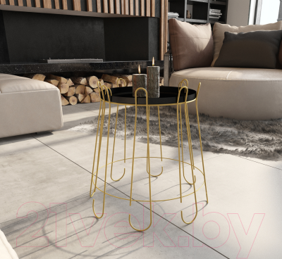 Журнальный столик Sheffilton SHT-CT6 (золото/черный муар)