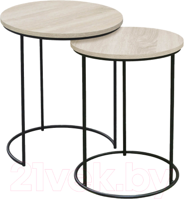 Комплект журнальных столиков Sheffilton SHT-CT7 (дуб беленый/черный муар) - фото