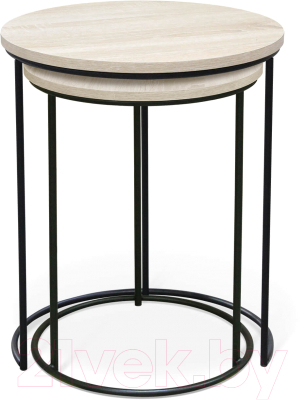 Комплект журнальных столиков Sheffilton SHT-CT7 (дуб беленый/черный муар)