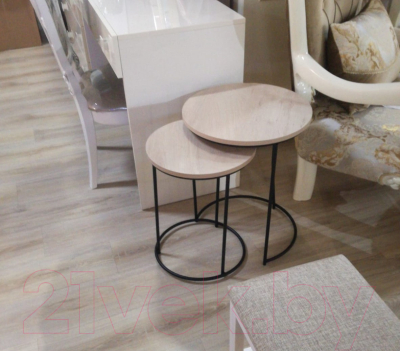 Комплект журнальных столиков Sheffilton SHT-CT7 (дуб беленый/черный муар)