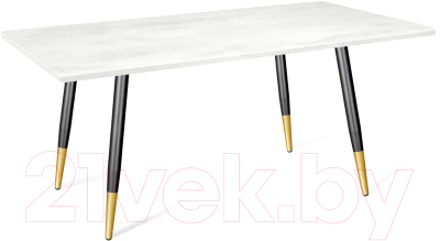 Обеденный стол Sheffilton SHT-TU14/120/80 МДФ (черный муар/золото/белый шагрень) - фото