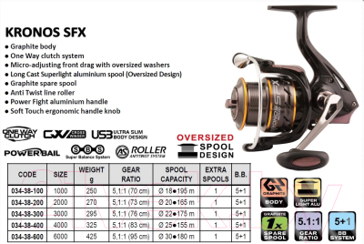 Катушка безынерционная Trabucco Kronos Sfx Fd 4000 / 034-38-400