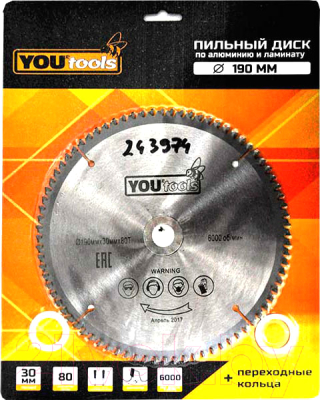 Пильный диск Yourtools Z80 190/30мм - фото