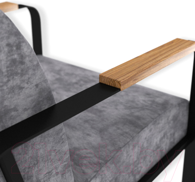 Кресло мягкое Sheffilton SHT-AMS1-1 (дымный микровелюр/черный муар/брашированный коричневый)