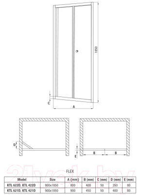 Душевая дверь Deante Flex KTL 622D