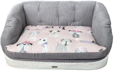 Лежанка для животных AntePrima Francine / 86/FrancineGrey/1 (S, серый с собачками) - фото