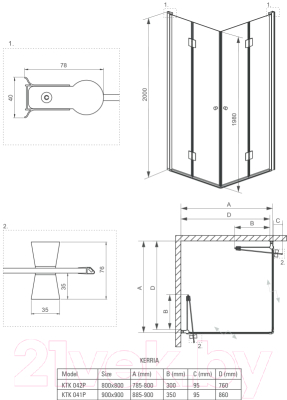 Душевой уголок Deante Kerria KTK 041P