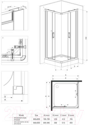 Душевой уголок Deante Funkia KYC 441K
