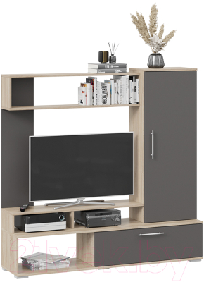 Стенка ТриЯ Сиена (дуб сонома/графит серый) - фото