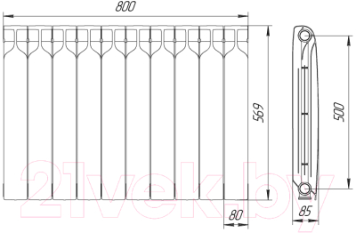 Радиатор алюминиевый BiLux ALM 500