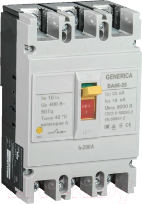 Выключатель автоматический Generica ВА 66-35 3Р 200А 25кА / SAV30-3-0200-G - фото