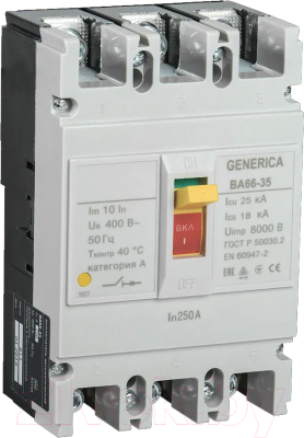 Выключатель автоматический Generica ВА 66-35 3Р 250А 25кА / SAV30-3-0250-G - фото
