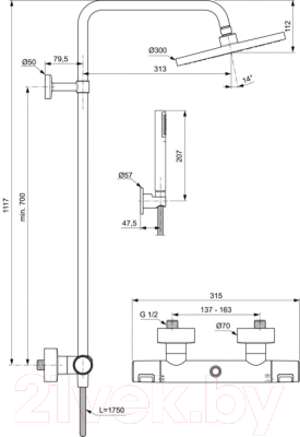 Душевая система Ideal Standard Ceratherm BC748XG