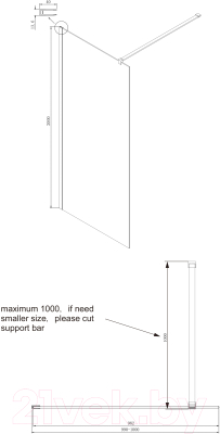 Душевая стенка Ambassador Walk-In 100x200 / 15031102