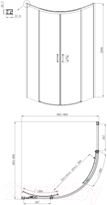 Душевой уголок Ambassador Queen Black 90x90x200 / 11011201