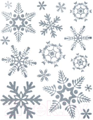 Набор наклеек на окно Золотая сказка Серебристые снежинки 1 / 591191 - фото