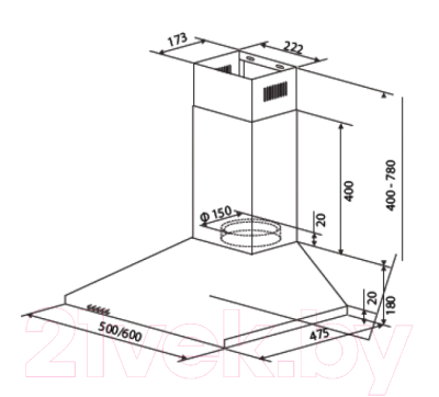 Вытяжка купольная Cata V3-S500 BR