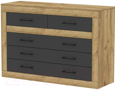 Комод Интерлиния Loft LT-5Ш (дуб золотой/антрацит) - фото