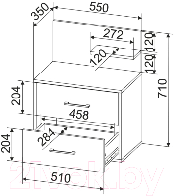 Прикроватная тумба Интерлиния Loft LT-Т55 (дуб золотой/антрацит)