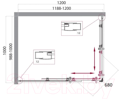 Душевой уголок BelBagno UNO-195-AH-2-120/100-C-Cr