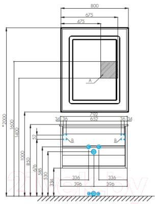 Тумба с умывальником Акватон Римини 80 (1A2267K4RN010)
