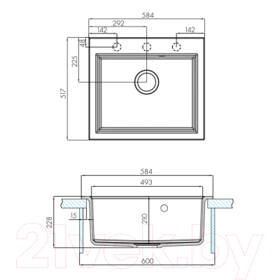 Мойка кухонная Акватон Линеа 58 шампань
