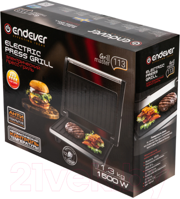 Электрогриль Endever Grillmaster 113 (черный)
