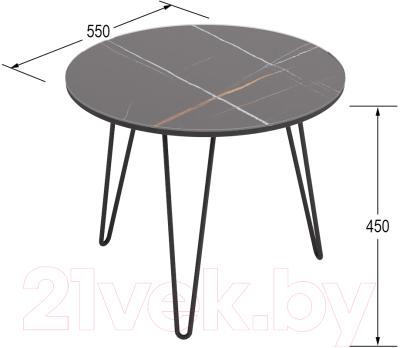 Журнальный столик Калифорния мебель РИД Glass 430 (сахара нуар/черный матовый)