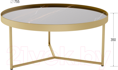 Журнальный столик Калифорния мебель Ориндж (сахара нуар/золото)