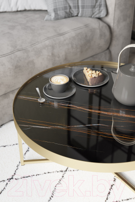 Журнальный столик Калифорния мебель Ориндж (сахара нуар/золото)