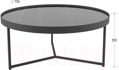 Журнальный столик Калифорния мебель Ориндж (сахара нуар/черный матовый)