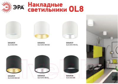 Точечный светильник ЭРА OL8 GX53 WH/GD / Б0048536