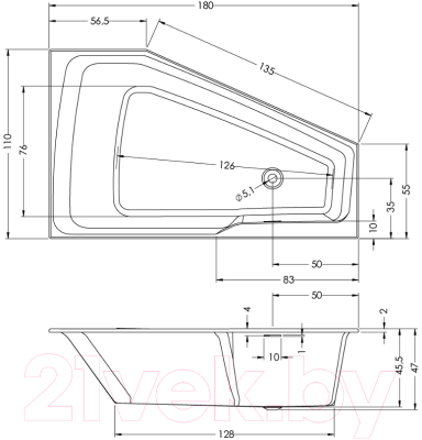 Ванна акриловая Riho Rethink Space 180x110 L / BR18005