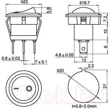 Выключатель клавишный КС BG-101-3-B / 89925