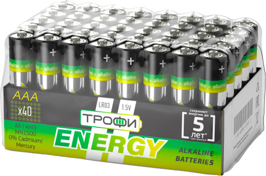 Комплект батареек Трофи LR03-40 Bulk Eco - фото