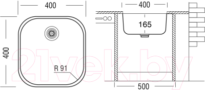 Мойка кухонная Ukinox Модерн MOD400.400-GT6C