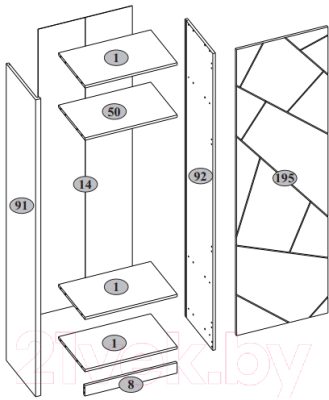 Шкаф-пенал Anrex Kaylas 1D (дуб каньон/силк шитаке)